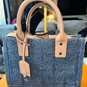 True Religion Blue and Tan Mini Bag